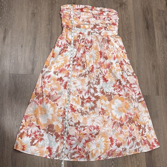 Abercrombie & Fitch Dress Womens Large White Floral Maxi Smocked Pockets NEW - Picture 7 of 14